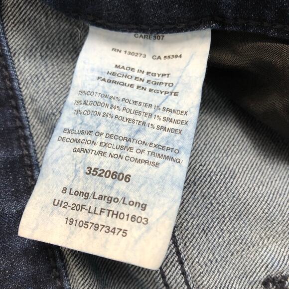 Vintage Lee Straight Leg Mid-Rise Dark Wash Blue Jeans Denim Size 8 Long Pockets - Picture 6 of 7